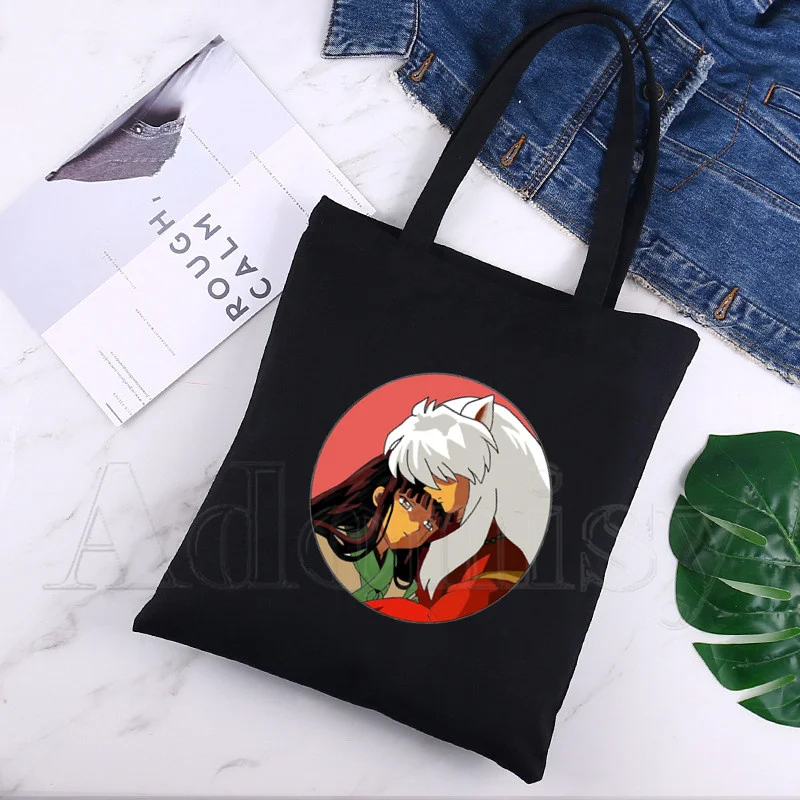 

Inuyasha Tote Bag Unisex Canvas Bags Shopping Bags Printed Casual Shoulder Bag Foldable Black