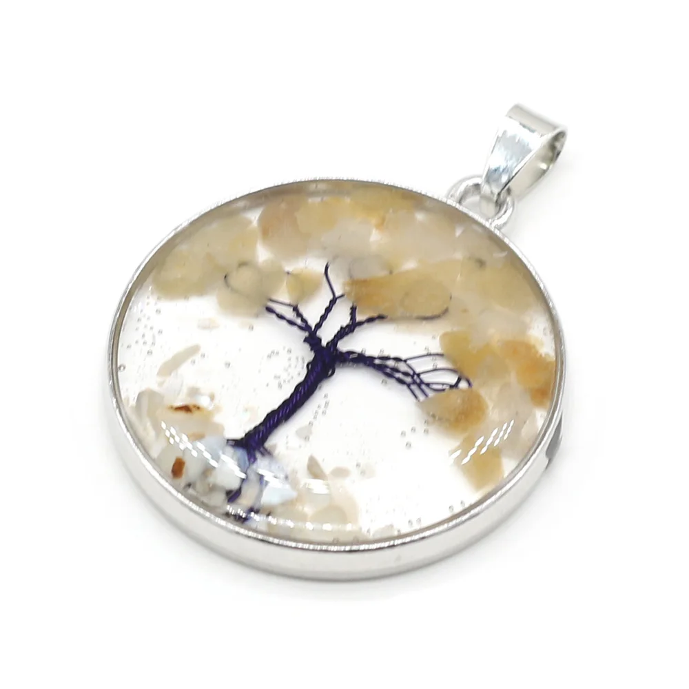 Очаровательный кулон из натурального камня с круглым топазом древо жизни для