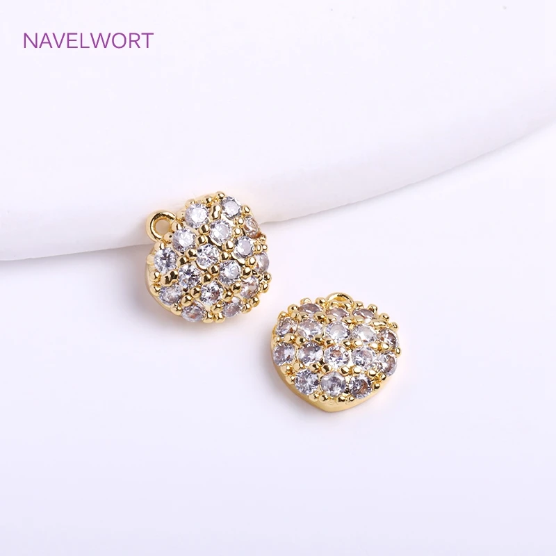 

Trendy 14K Gold Plated Tiny Love Pendants High Quality Inlaid Zircon Heart Charms DIY Fashion Earring Making Accessories