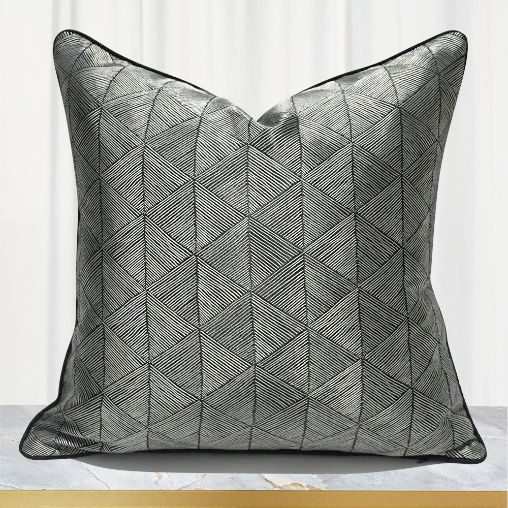 

Black Cushion Cover 45x45 50x50 Triangle Geometric Pillow Hotel Model Room Pillowcase Simple Sofa Living Room Decor Pillow Cover