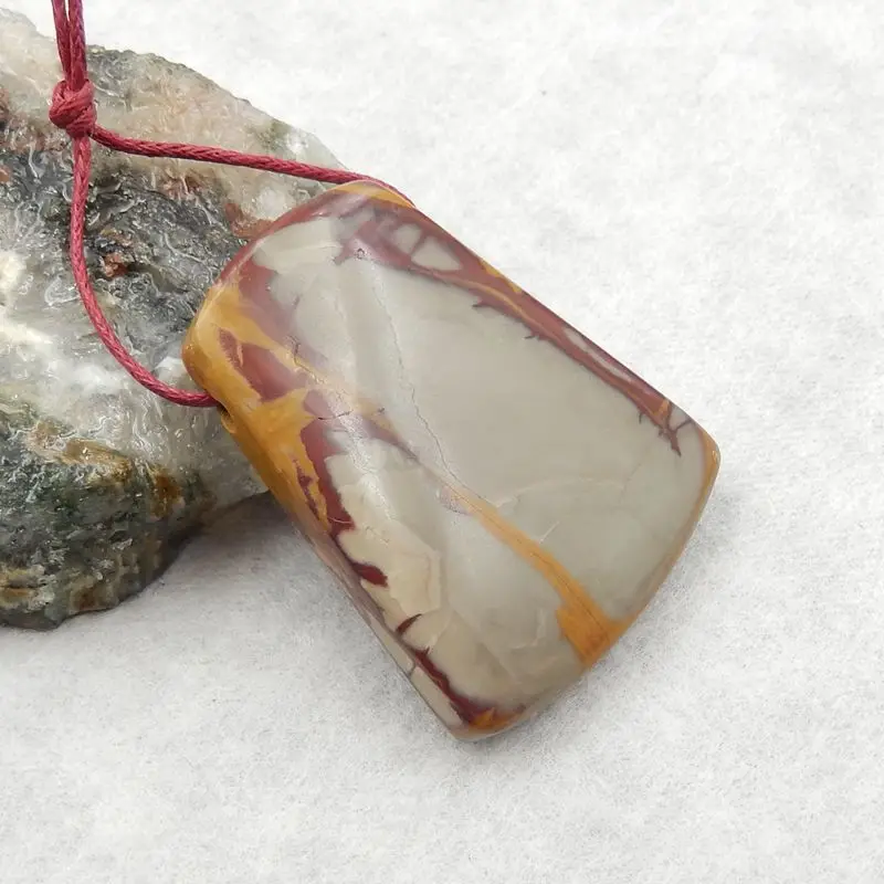 Natural Stone Us Biggs Jasper Gemstone Pendant Bead,39x31x8mm,17g Fashion Jewelry Necklace Accessories