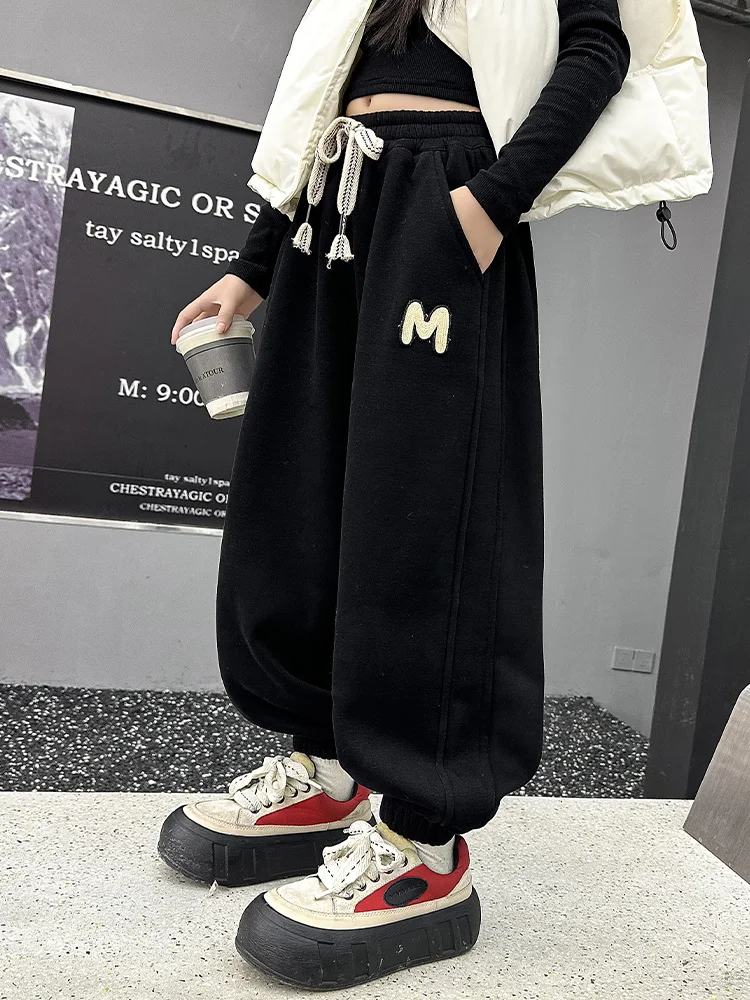 Женские утолщенные брюки на флисовой подкладке для детей старшего возраста