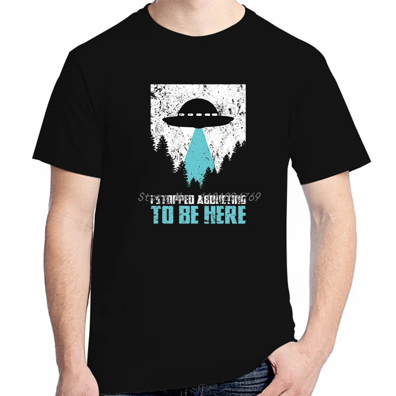 Потертые футболки с рисунком Я останавливаю здесь подарочные Чужой НЛО летние