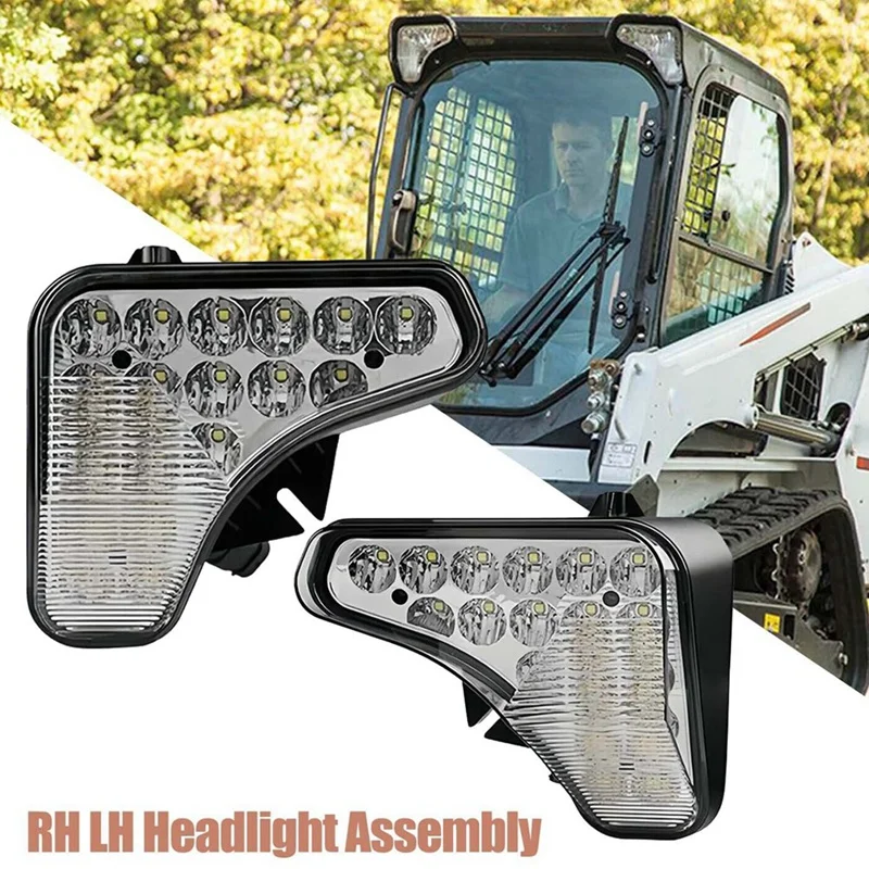 LED Left &amp Right Headlight Kit For Bobcat Skid Steer Loader S550 S570 S590 S595 7251340 7251341 7138040 7138041