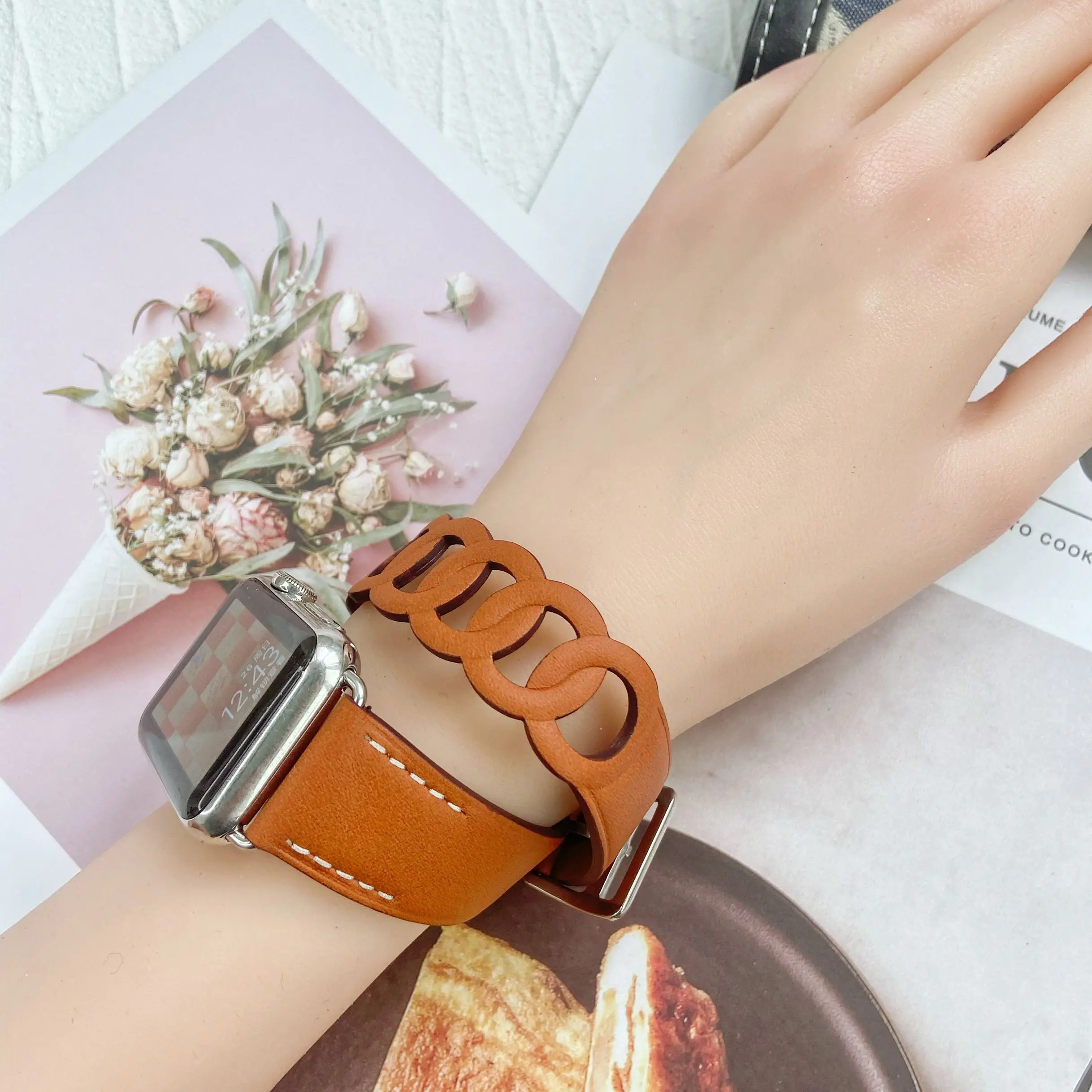 Strap for Apple Watch Ultra Band 8 7 6 5 4 3 2 SE Genuine Leather Correa Bracelet Apple Watch 49 45 41 44 40 42 38mm for iWatch