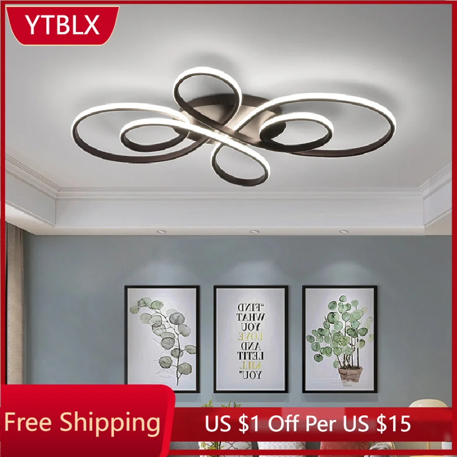 

Living Room Minimalist Chandelier Ring Modern Led Ceiling Lamp For Bedroom Loft Hall Home Decor White Brown Hanging Light 2022