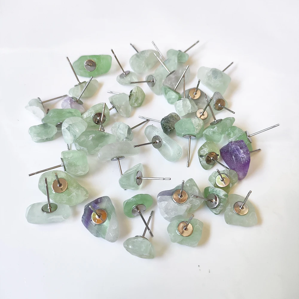 

20Pairs Irregular Natural Chip Stone Bead Earrings Fluorite Amethyst Rose Quartz Reiki Healing Energy Earrings