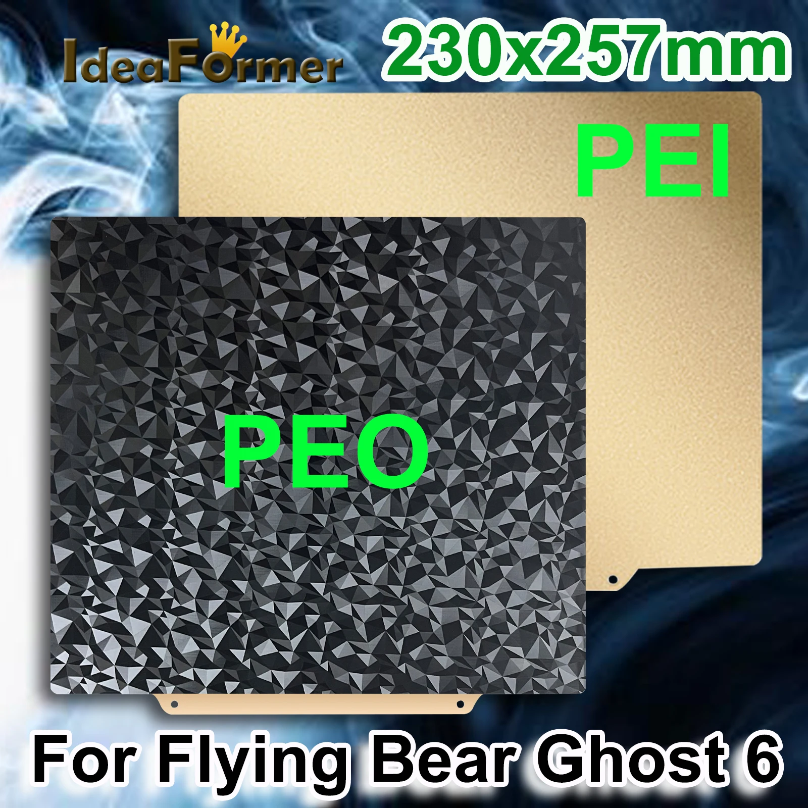 

For Flying Bear Ghost 6 Textured PEI/Smooth PEO Double Side Bed Steel Sheet 230X257mm Magnetic Sticker Build Plate PEI Sheet
