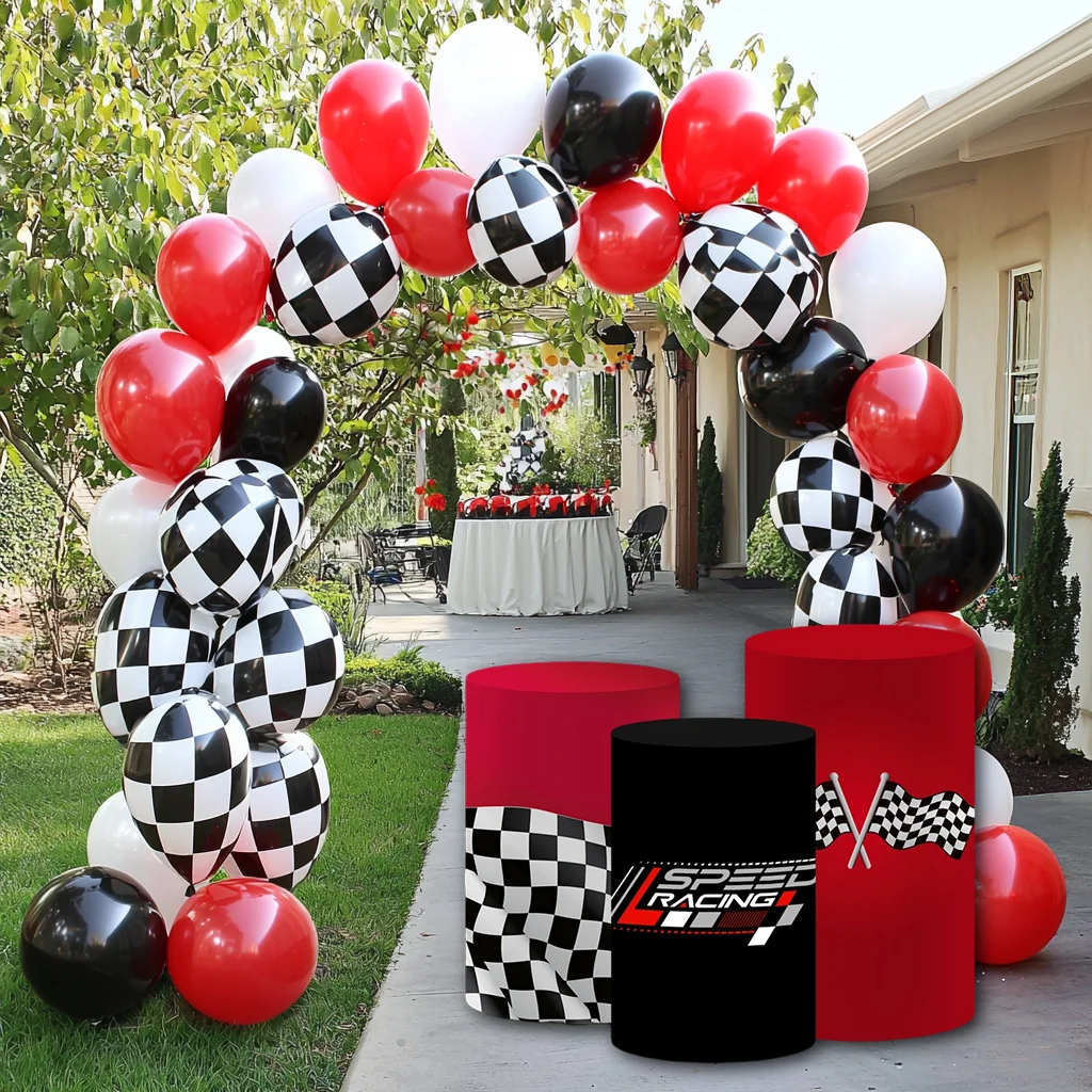 1 компл. (3 шт.) чехлы на цилиндры гоночный автомобиль флаг тема день рождения