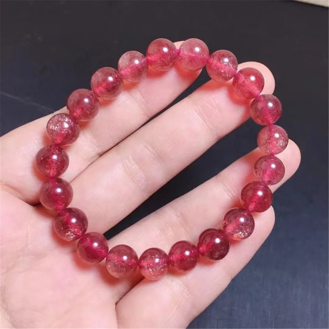 

9mm Natural Red Strawberry Quartz Bracelet For Women Lady Men Love Gift Healing Crystal Beads Energy Stone Jewelry Strands AAAAA
