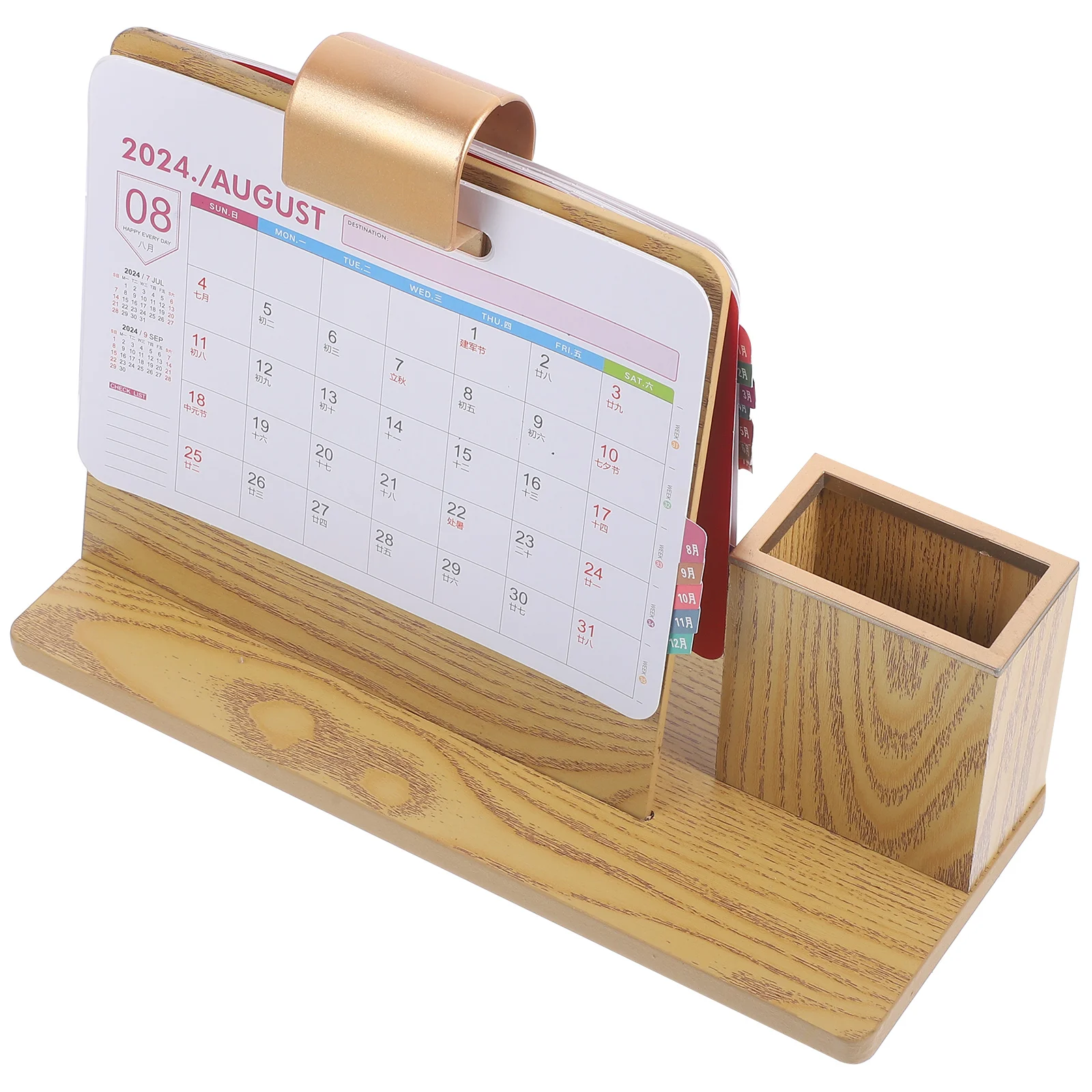 

Phone Storage Case Monthly Calendar Desk Household Decorative Standing Desktop Sundries Holder Showing Advent