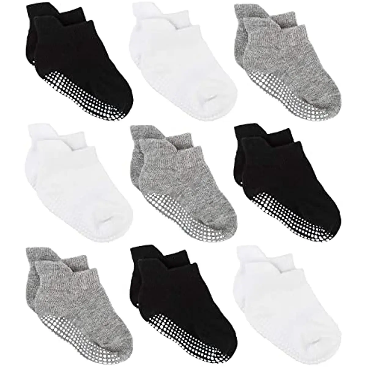 

6 Pairs Baby Non Slip Grip Ankle Socks with Non Skid Soles for Infants Toddlers Kids Boys Girls