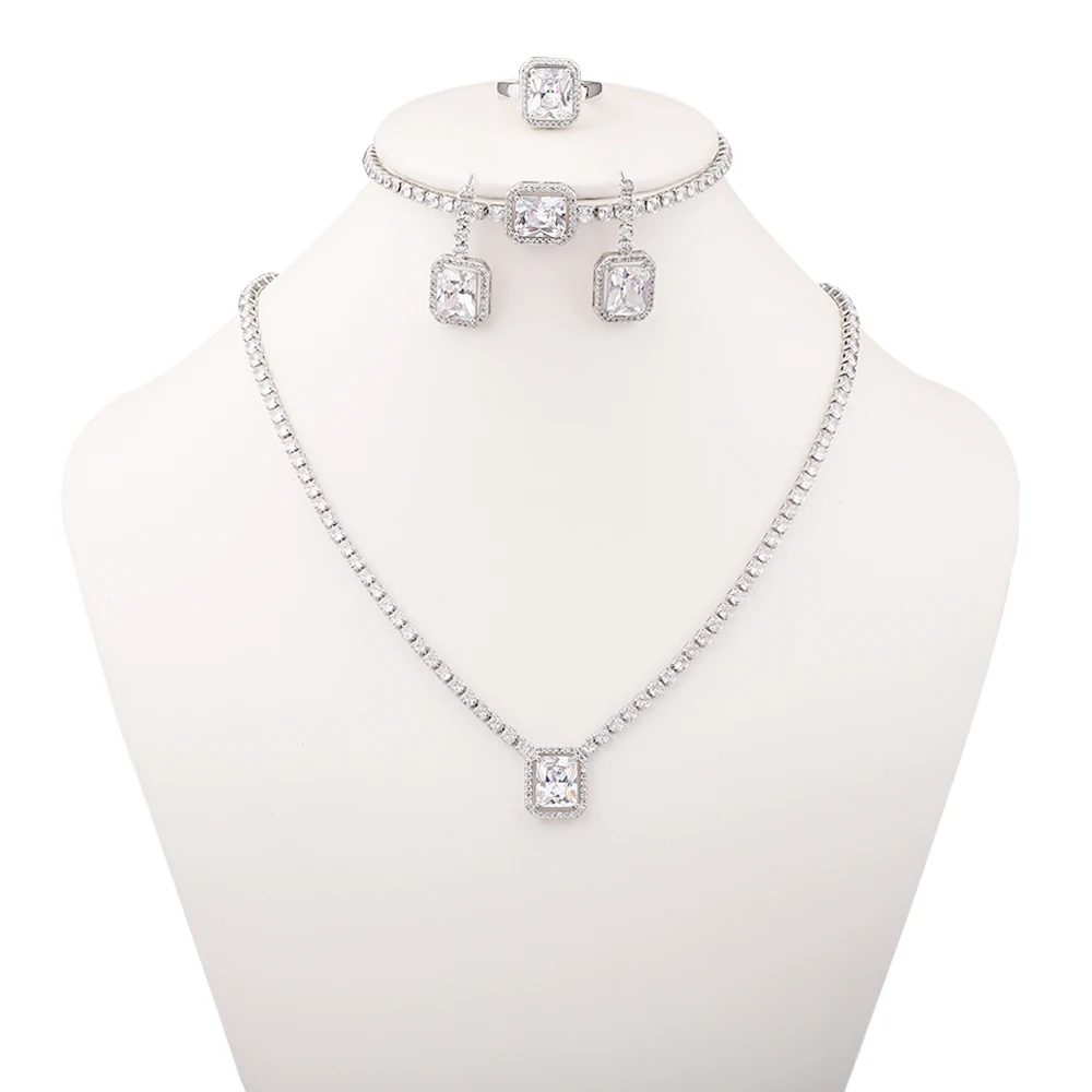 

Zirconia Jewelry Sets Exquisite Jewelry Sets For Women Wedding Party Accessories Zircon Earrings & Necklace Gift