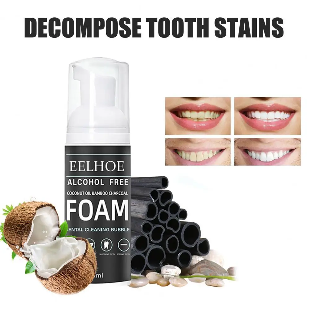 

60ML/Bottle Helpful White Toothpaste Foam Alcohol-free Lightweight Oral Fresher Foam for Travel Teeth Whitening Foam