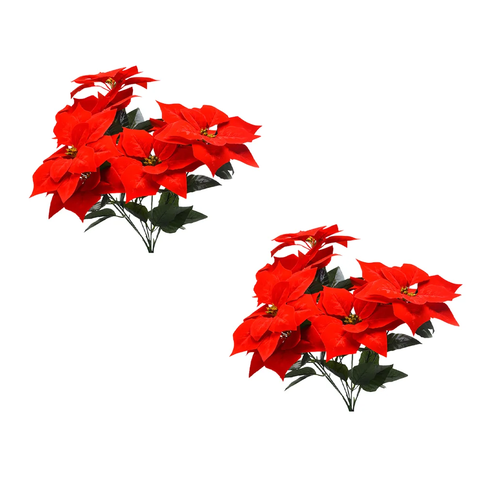 

Christmas Flower Flowers Poinsettia Red Artificial Arrangements Fake Floral Bouquets Simulation Centerpiecespicks Wreath Silk