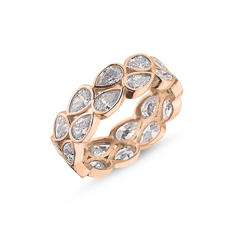 

Silver 925 Sterling 6mm Double Row Drop Zircon Stone Tamtur Ring