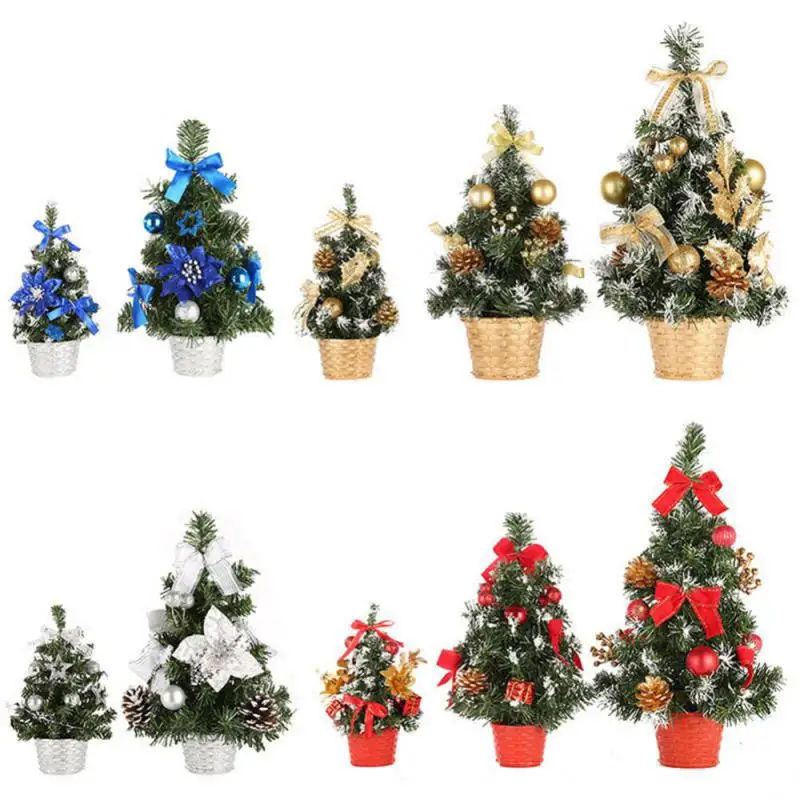 2024 New Year Gift Mini 20/30/40cm Artificial Christmas Tree Table Ornament With LED Light Balls Decoration For Home
