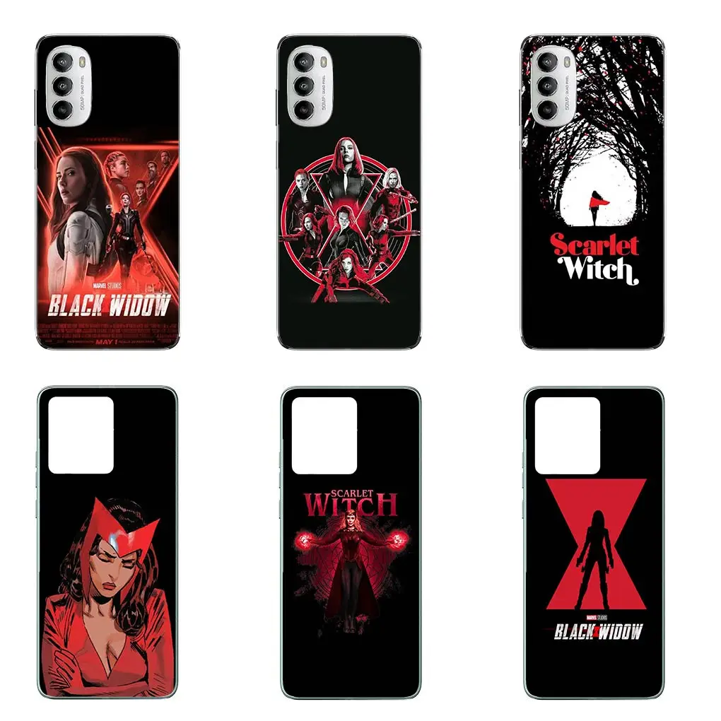 Black Widow Marvel Scarlet Witch Phone Cover Casing for Motorola Moto G04 G71 G73 G32 G34 G52 G8 G7 G9 G24 Power Plus E14 Case