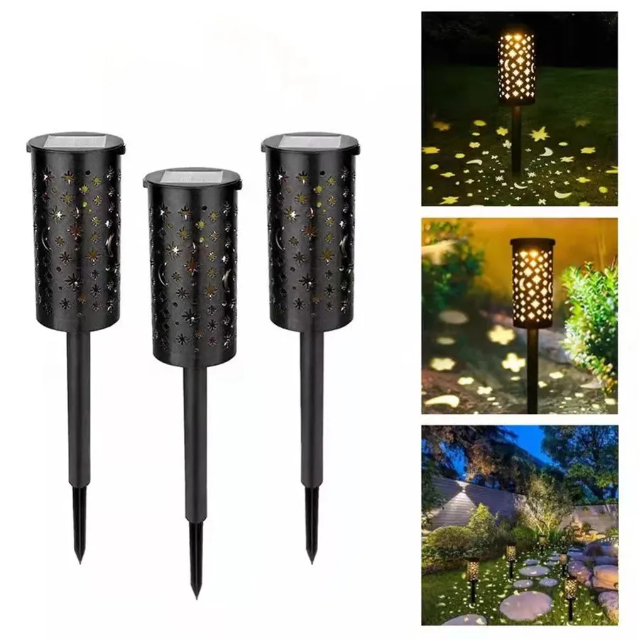 

Outdoor Solar Landscape Lights Waterproof 1/2PCS Hollow Out Star Moon Projection Garden Lights Decoration Lawn Lamps for Patio