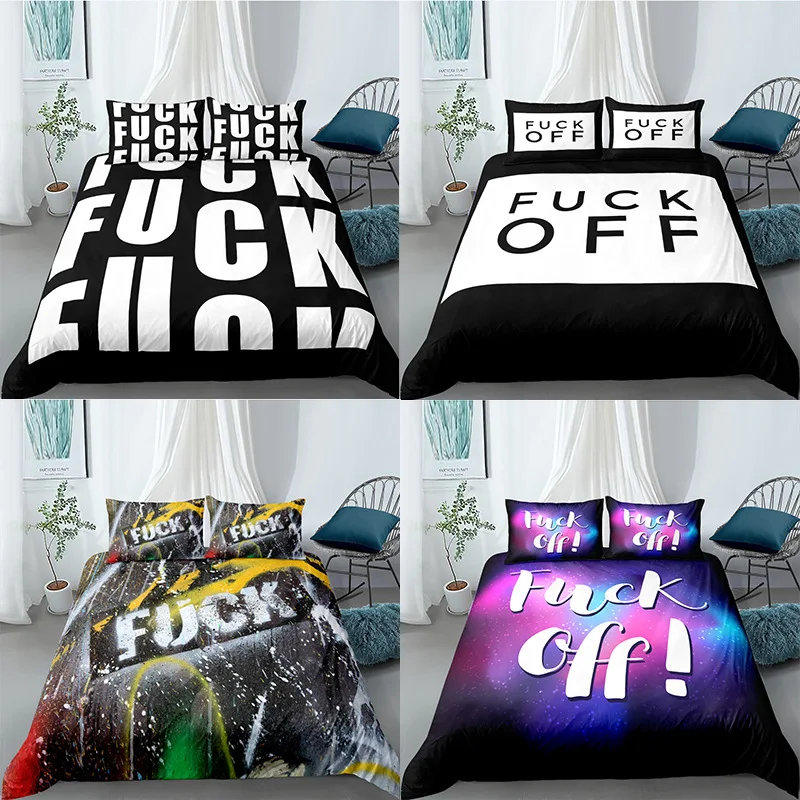 

High Quality Fashion Cool Letter New Design Pattern 3D Letter Bedding Sets Duvet Cover+Pillowcase Single Twin Queen King Bed Set