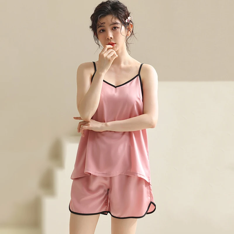 

Summer Pajama Set For Women Pullover Nightwear Two Piece Set Casual Sleeveless V Neck Camisole with Shorts