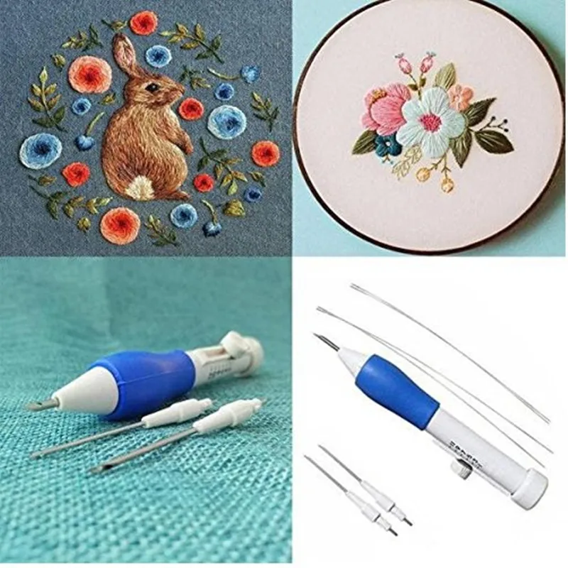 

Newest DIY Tool Handmade Magic Embroidery Pen Embroidery Needle Weaving Tool Fancy 2 Embroidery Pen Sewing Accessories