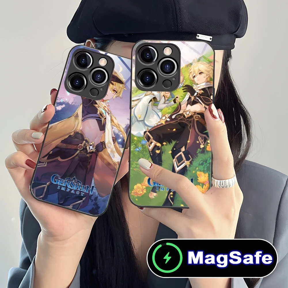 Ударопрочный чехол для мобильного телефона Genshin Aether iPhone 16 15 14 13 12 11 Pro Max Plus Mini MagSafe