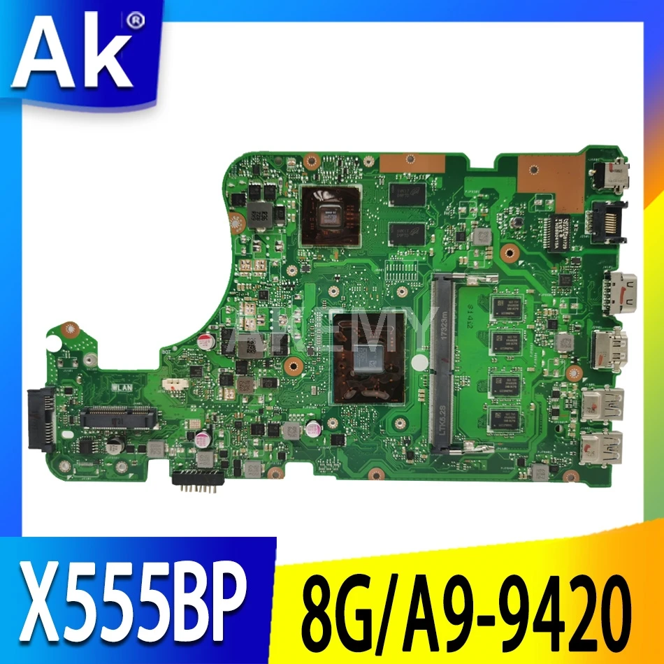 

Новая материнская плата AKEMY X555QG для ноутбука ASUS X555Q X555B X555BP K555B A555B K555Q оригинальная материнская плата 8GB-RAM
