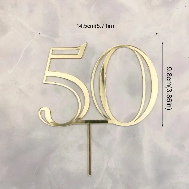 Золотой акриловый цифровой топпер для торта 10/18/20/30  YXMJMXS