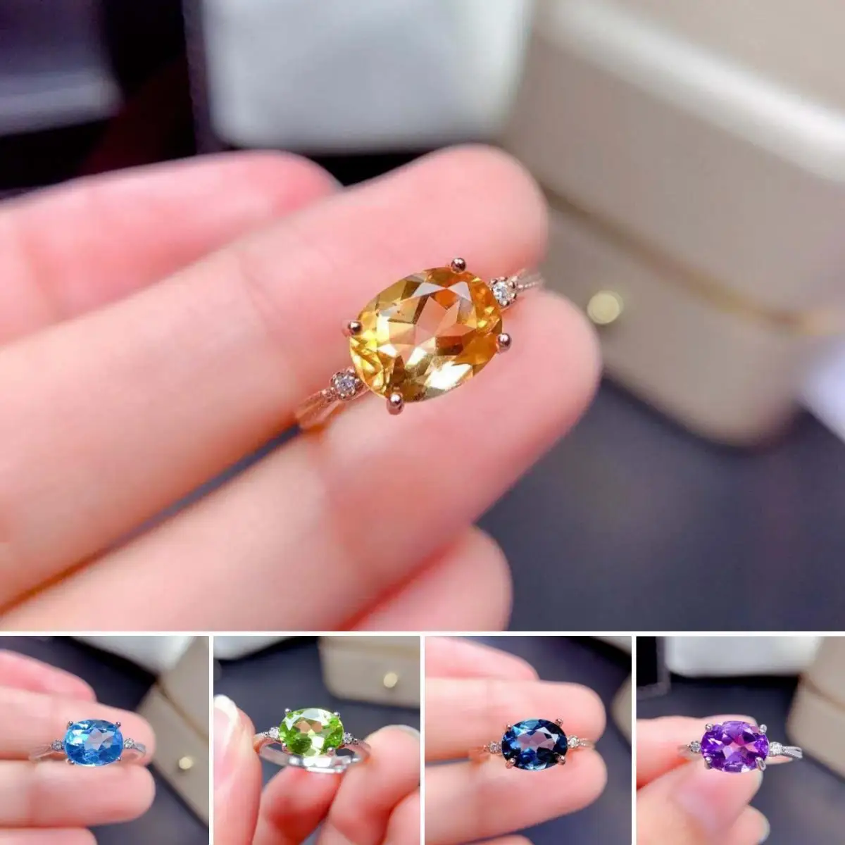 

High Quality Topaz/Crystal Ring S925 Pure Silver Fine Fashion Wedding Charming Jewelry for Women Free Shipping MeibaPJFS