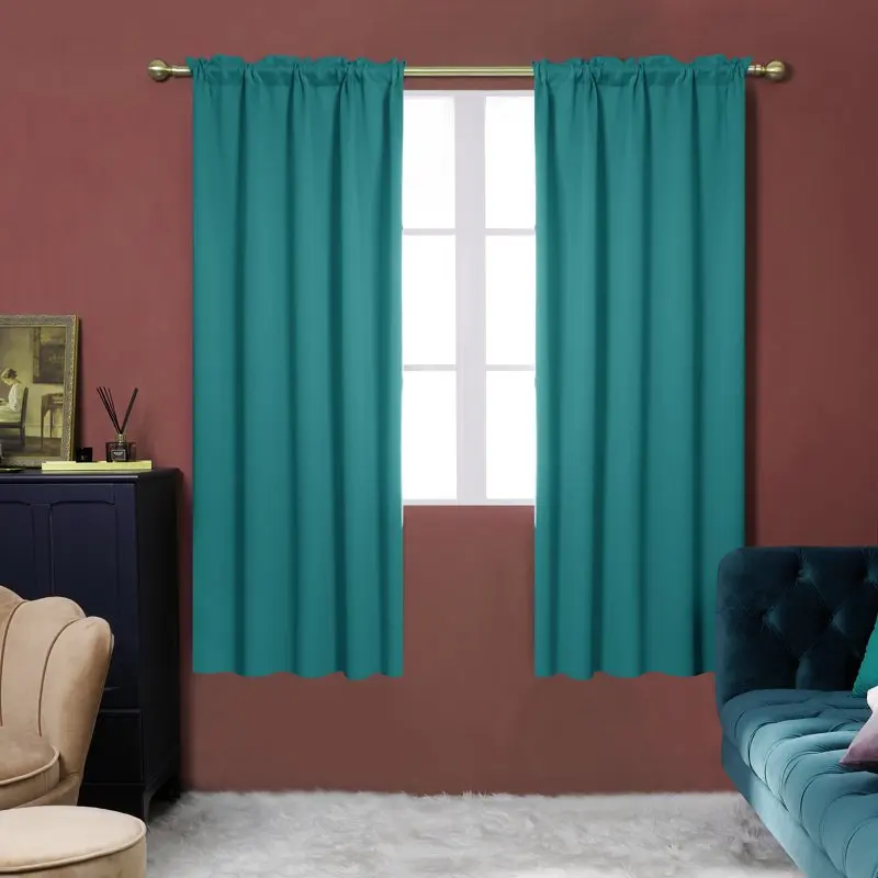 

Blackout Curtains Noice Reducing Rod Pocket Window Drapes for Bedroom Living Room Kid`s Room, Set of 2, 42 x 63 inch, Turquoise