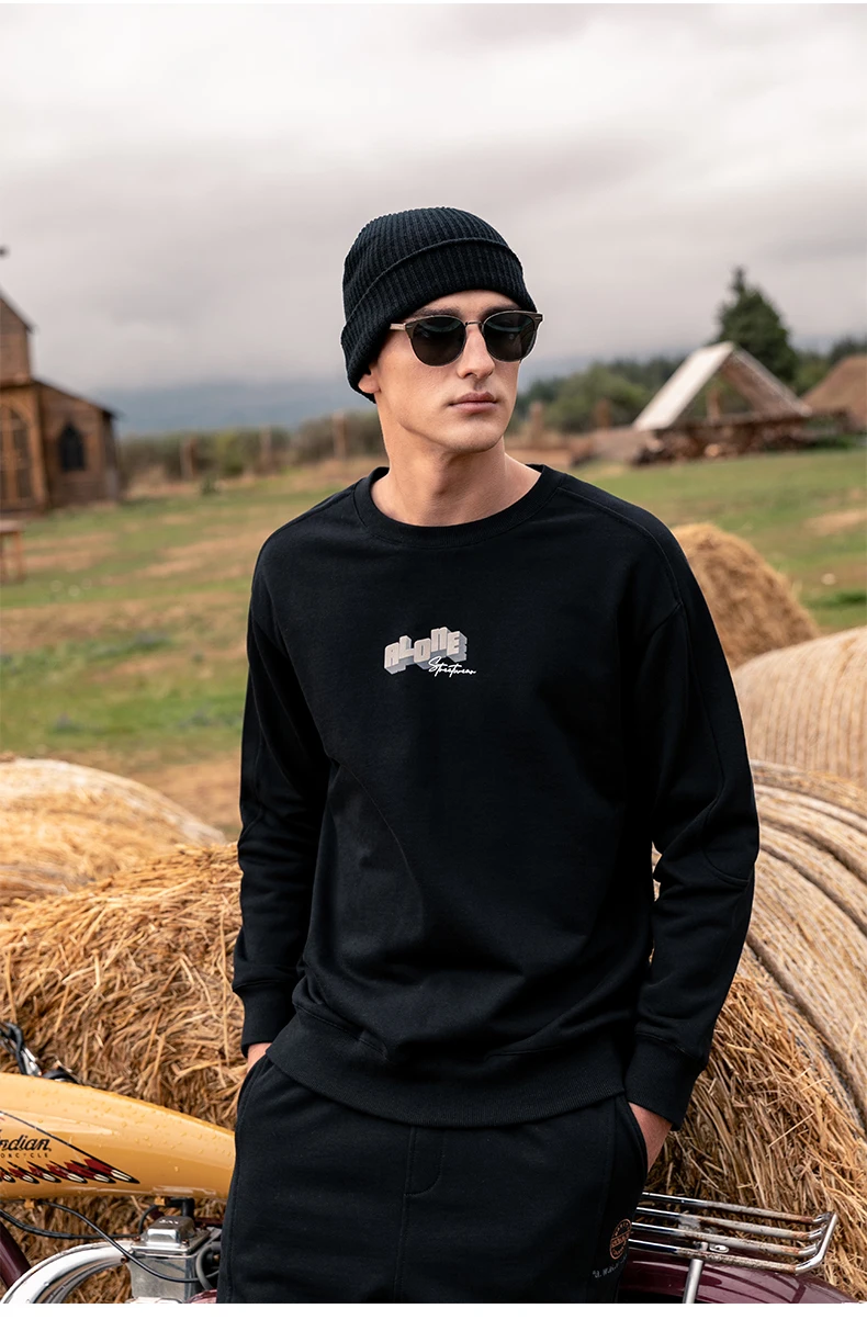 

1283 Men's 2022 autumn new trend letter printing loose round neck casual Sweatshirts