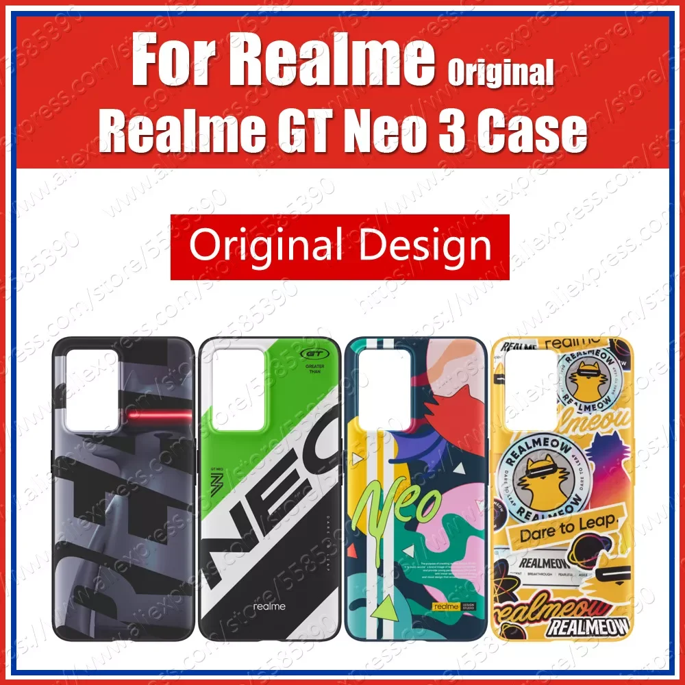 

RMX3560 Official Original Realme GT NEO 3 Case Bumper TPU Back Cover Realmeow Design