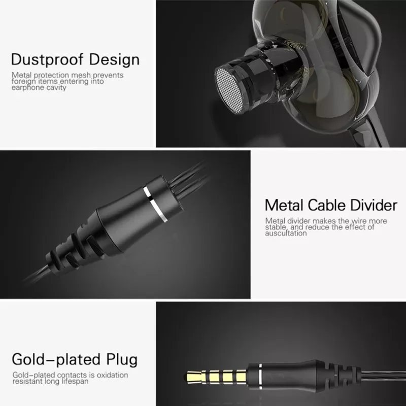 

For Mobile Phone 3.5 Earbuds Dual Drive Bass Earphone Headset Gamer Handfree Olhveitra Wired Earphones In Ear 3.5mm Auriculares