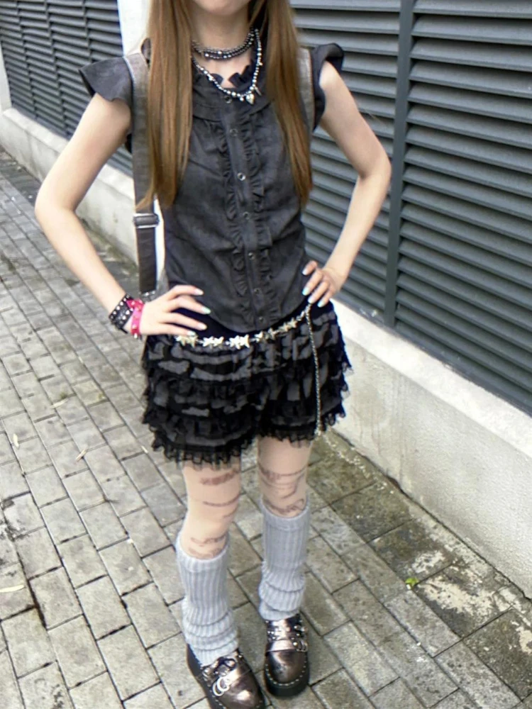 Готические повседневные тонкие черные футболки без рукавов для женщин Хепберн в