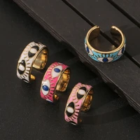 european and american new jewelry copper enamel ring evil eye design exaggerated personality accessories ring party gift