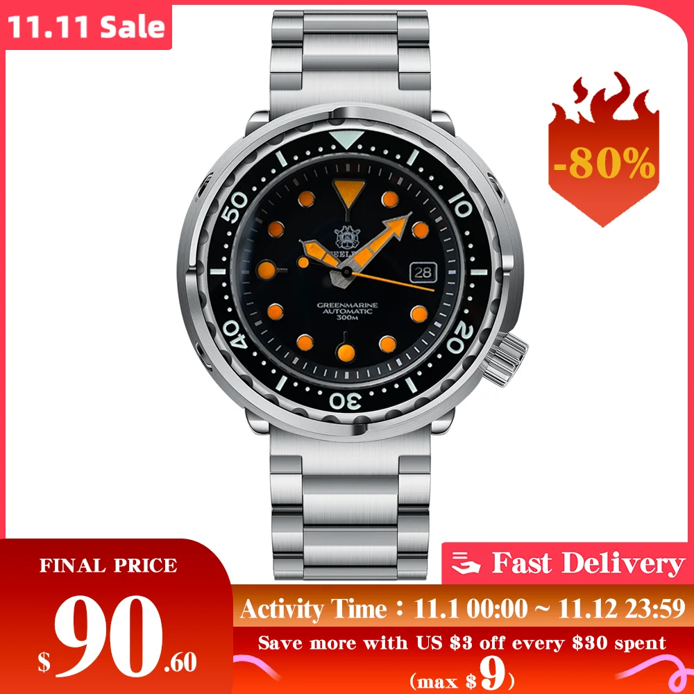 Цена Часы STEELDIVE SD1975T Мужские автоматические, цветные водонепроницаемые механические наручные Супер Светящиеся, для дайвинга, 300 м