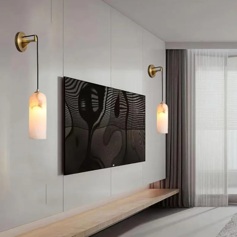 Минималистичные Настенные светильники из натурального мрамора бра домашняя