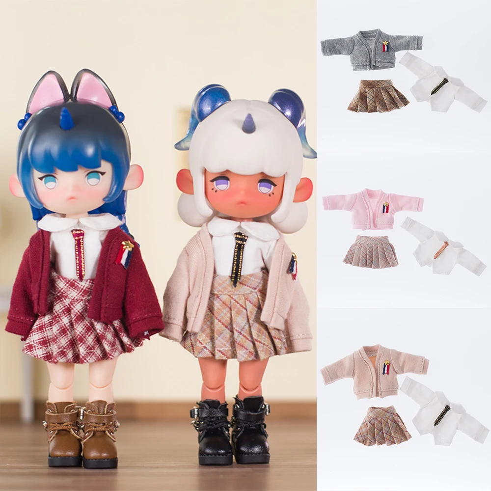 Обитсу 11 ткани школьный стиль трикотаж кардиган костюм рубашка юбка униформа для куклы OB11 груз P9 тело Молли 1/12BJD детское милое пальто