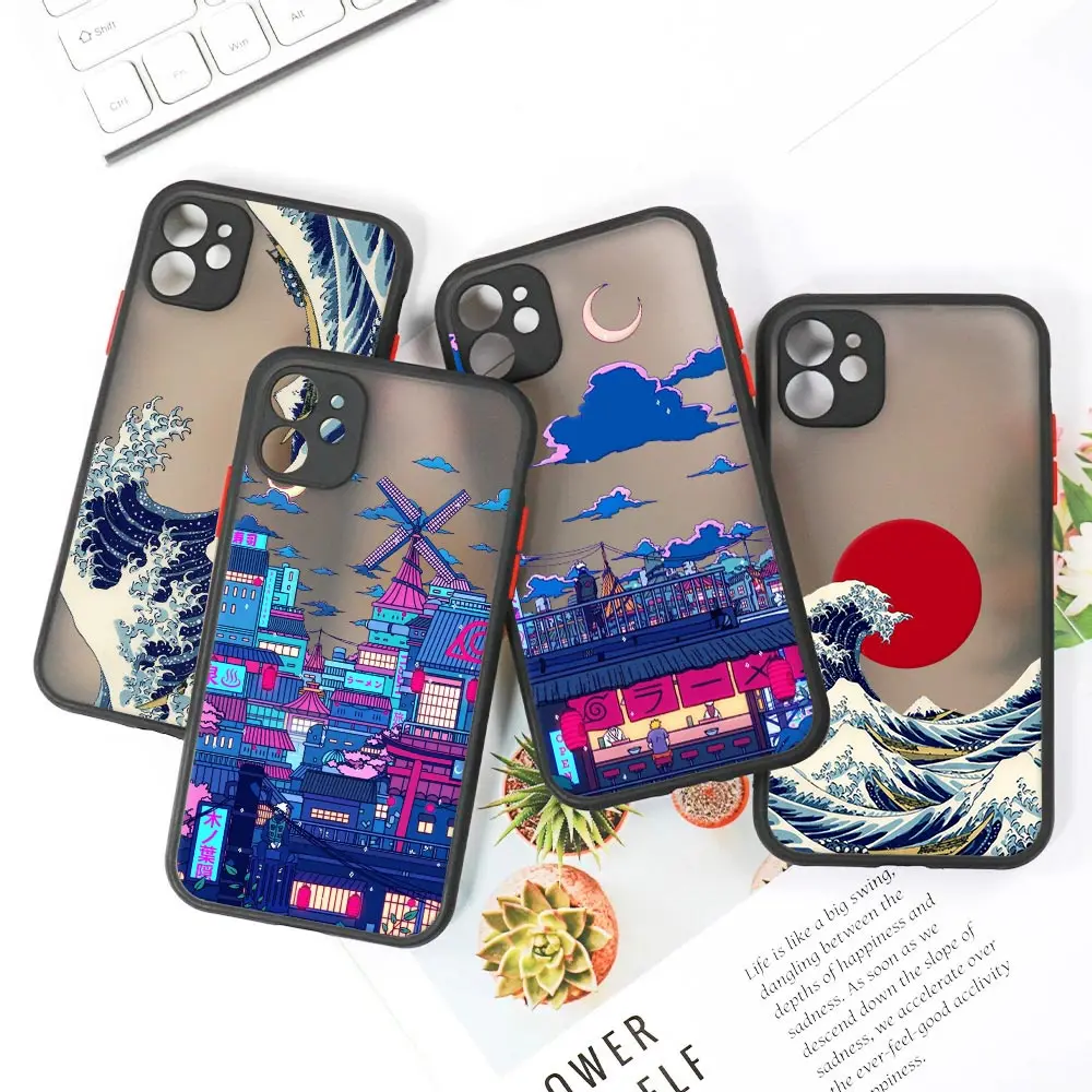 

Japan Anime Scenery Kanagawa Great Wave Clear Case For iPhone 14 13 Pro Max 12 11 Pro SE 2020 X XS XR 7 8 Plus Funda Matte Cover