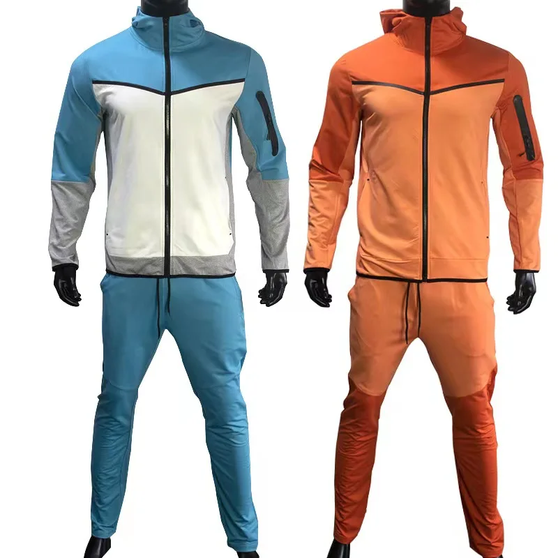 

2023 Chándal de algodón elástico para hombre, conjunto deportivo de Sudadera con capucha y pantalones de buena calidad