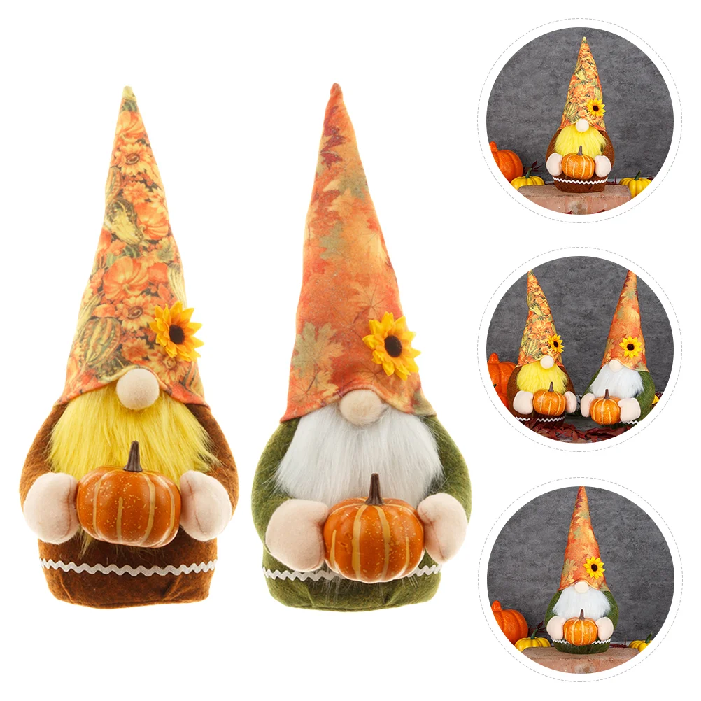 

2 Pcs Thanksgiving Faceless Gnome Table Decoration Festival Household Home Nordic Shop Fabric Party