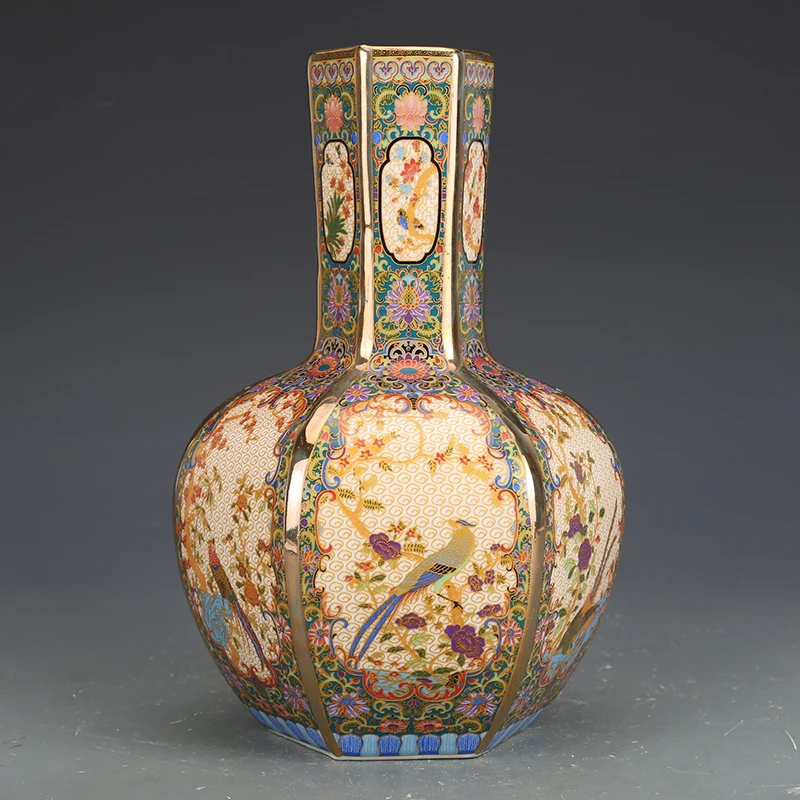 

Jingdezhen Ceramics Ornaments Yongzheng Enamel Celestial Globe Vase Antique Porcelain Antique Antique Hallway Dried Flower Vase