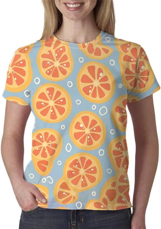 

Женская летняя модная удобная одежда с круглым вырезом, с коротким рукавом и 3D принтом лимона Y2k, дешевая женская одежда