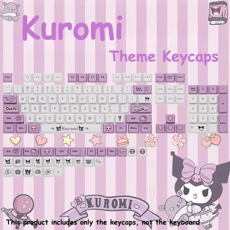 

Sanrio Kawaii Anime Kuromi Keycaps Cartoon Style PBT Keycaps Original Mechanical Keyboard Cute Keycap Keyboard Accessories