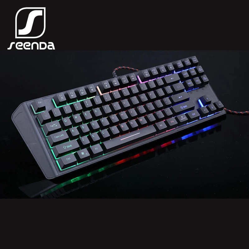 

SeenDa RGB Compact Gaming Keyboard USB Wired 87 Keys Gaming Keyboard LED Rainbow Backlit Keyboard for Laptop Ps4 PC Computer