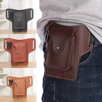 2022 newly belt pouch phone holster dual mobile phone pockets pouch belt case multifunctional leather phone belt bag for men