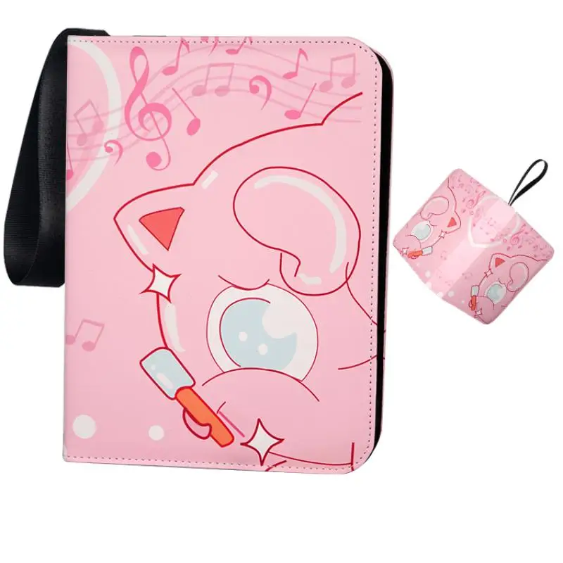 

Pokemon Mew Jigglypuff Zipper Leather Loose Leaf Four-Grid Transparent Inner Page 30 Pages Ptcg Card Storage Book