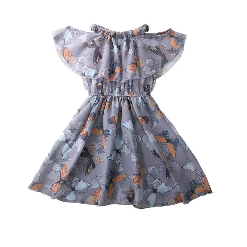 

2022 Summer New Girls Fashion Clothes Children Skirts Chiffon Strapless Dress Princess Dress Boutique Kids Clothing Simple Style