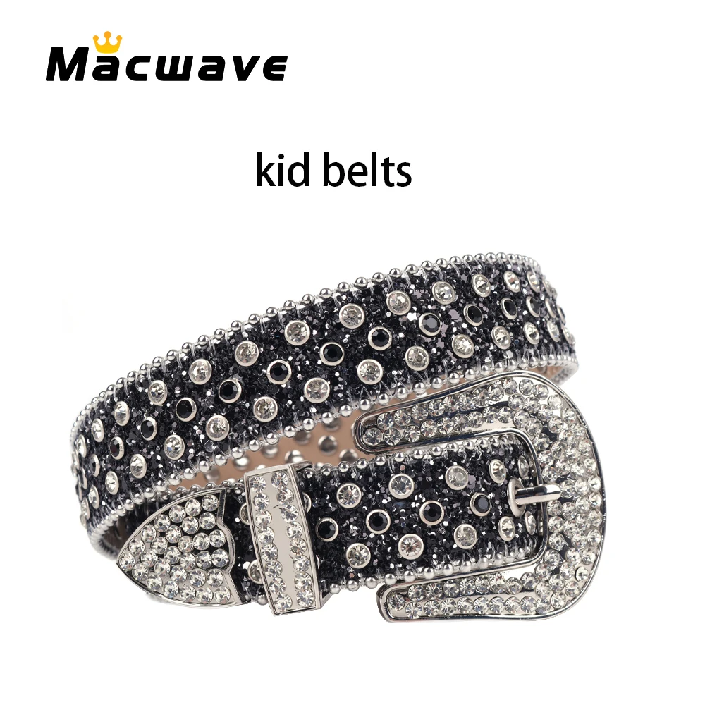 Child Kids Rhinestones Belts PU Leather Fashion For Boys Girls Adjustable Children Belts For Jeans Free Shipping